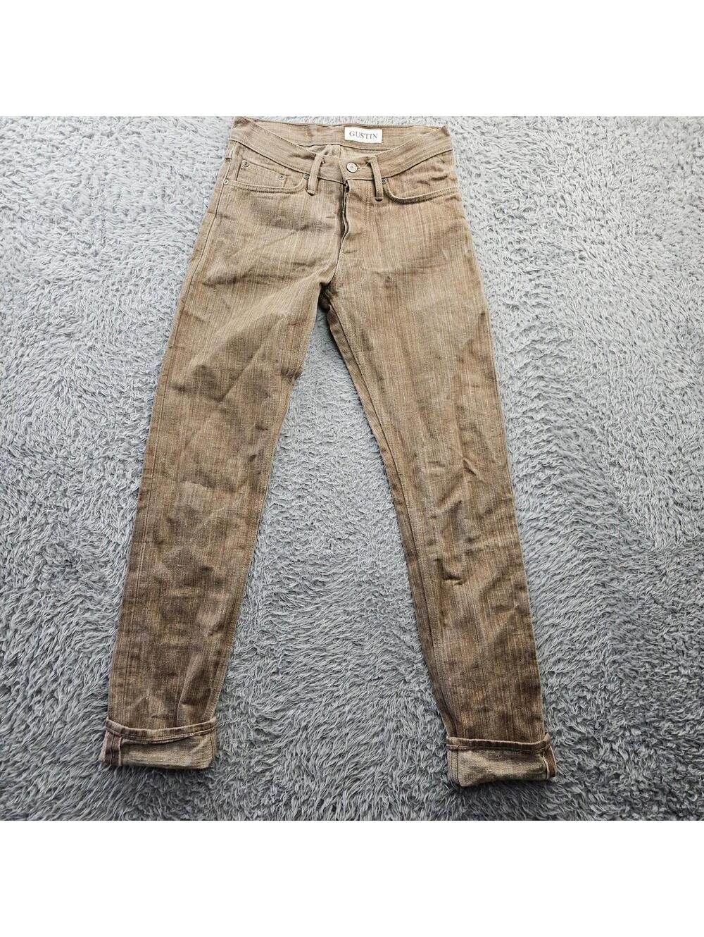 Gustin Men's Jeans in Light Brown Pinstripe